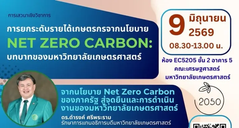 Kasetsart University Pilots Net Zero Initiative, Invites Academics and Agricultural Leaders to Major Forum on Grassroots Economic Growth