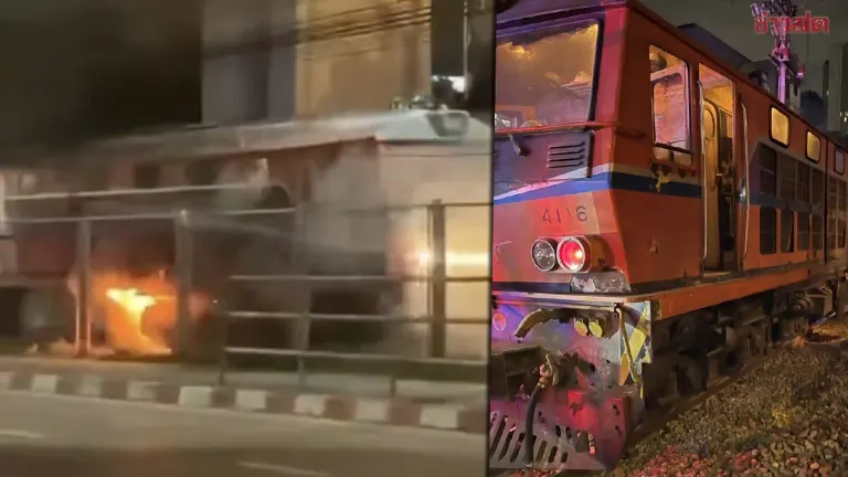 Oil Train Engine Catches Fire In Bangkok