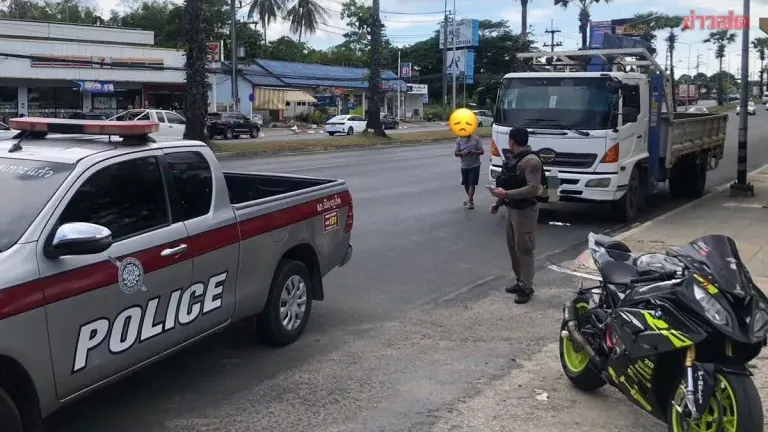 Motorcycle Rider Cut After Road Rage Incident with Six-Wheel Truck in Phuket
