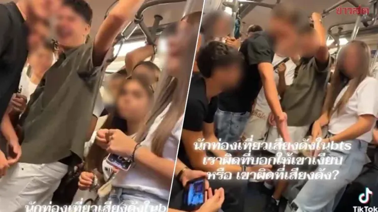 Woman Confronts Loud Foreign Tourists on Bangkok BTS Train