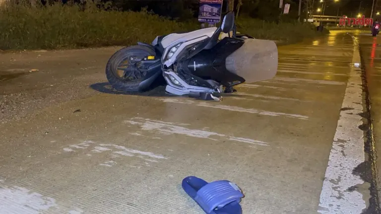 Motorcyclist Dies After Crashing Into Trash Bin on Sukhumvit Road