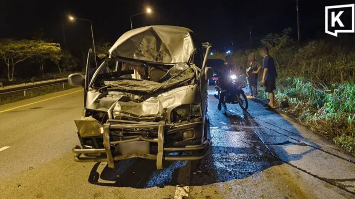 Van Hits Wild Elephant on Rayong Highway