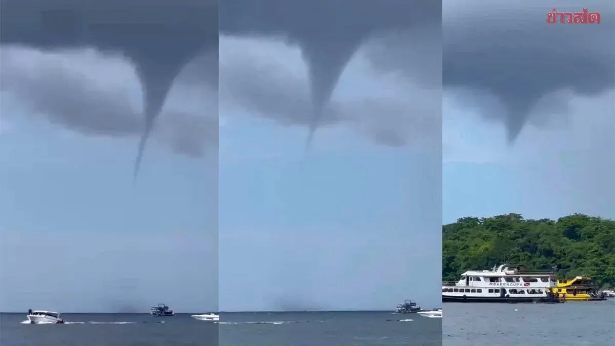 Spectacular Waterspout Forms Off Phuket's Racha Island