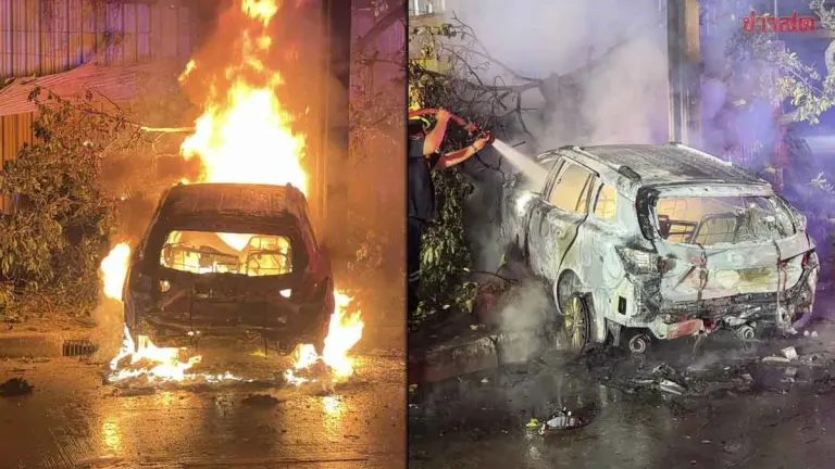 Sedan Crashes After Rear-End Hit, Bursts Into Flames
