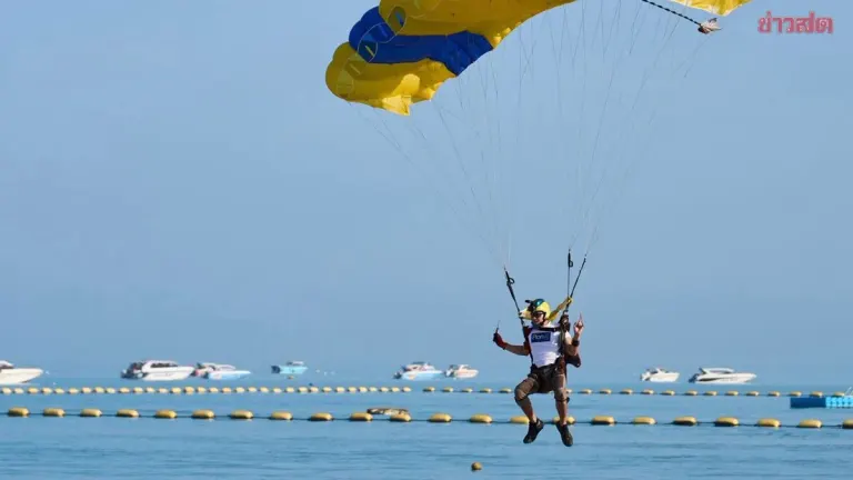 Thai Skydivers Train Over Pattaya for World Record Flag Jump