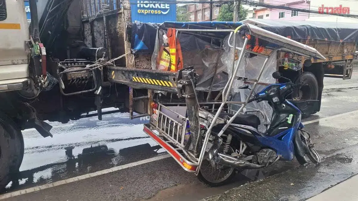 Crane Outrigger Detaches, Drags Bike 30 Meters in Nakhon Ratchasima