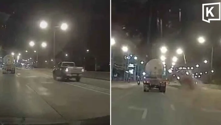 Pickup Flips Over Gas Tanker in Chachoengsao Crash