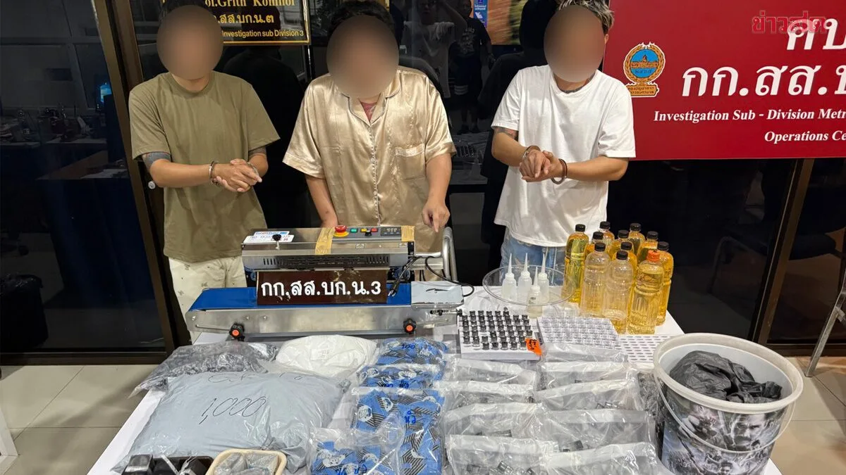 Three Men Arrested for Manufacturing Zombie Vapes; Assets Worth Over 7 Million Baht Seized