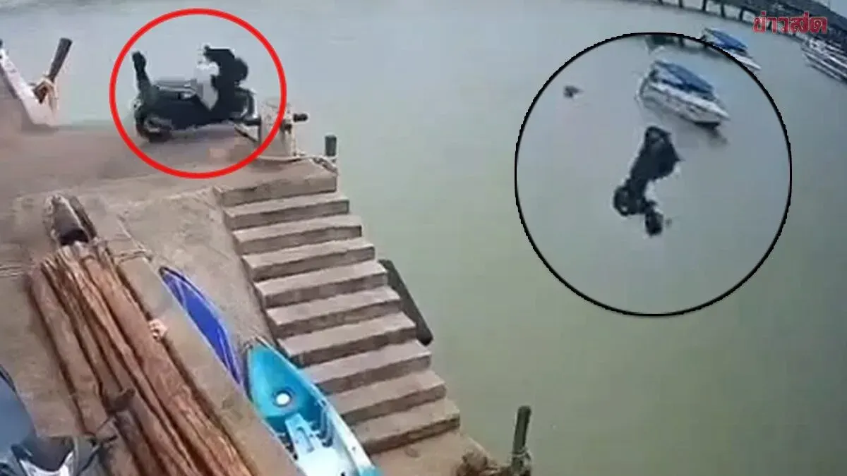 Motorcyclist Jumps to Safety as Throttle Jams, Bike Plunges Into Sea