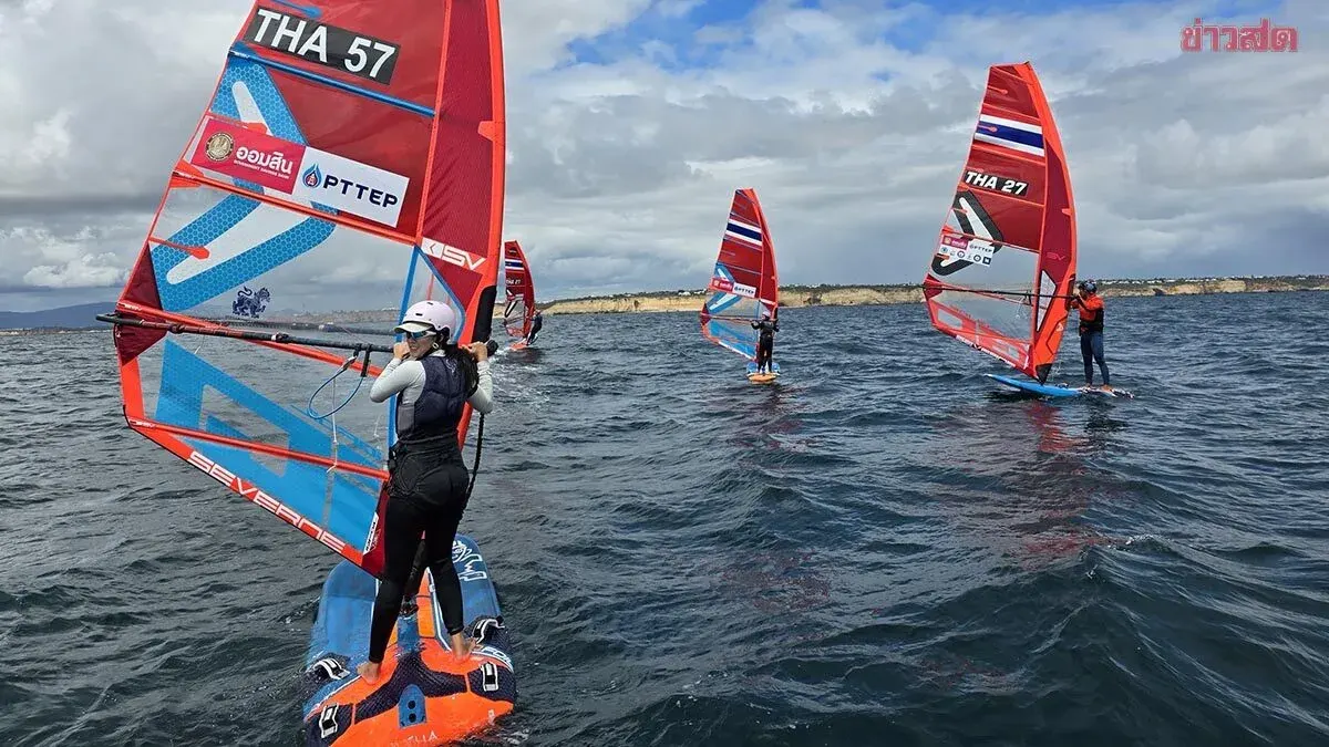 Weather Clears: Thai Windsurfing Team Trains at Sea Before Portuguese Championship