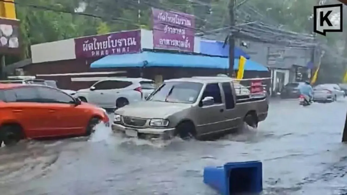 Heavy Rain Floods Phuket Streets, Halts Vegetarian Food Fair