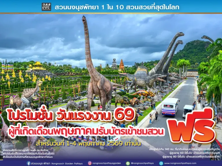Nong Nooch Pattaya Celebrates Labour Day with Free Entry for May Birthdays, May 1-4