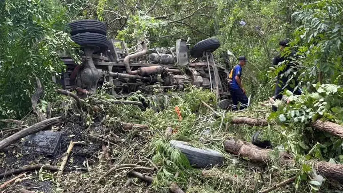 Six-Wheel Truck Plunges 10 Meters After Brake Failure
