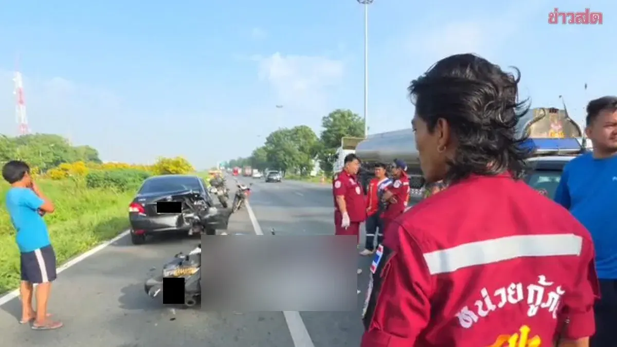 Motorcyclist Killed Crashing into Parked Car on Ayutthaya Highway