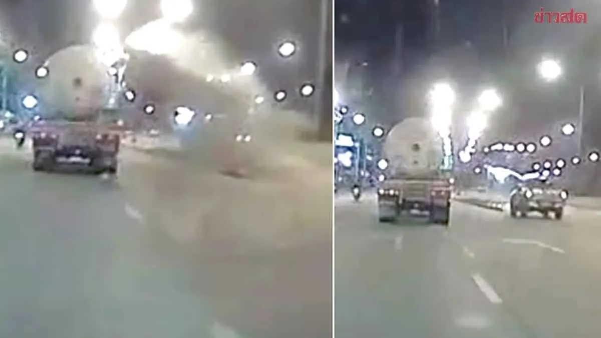 Speeding Pickup Vaults Over Median, Injures Two