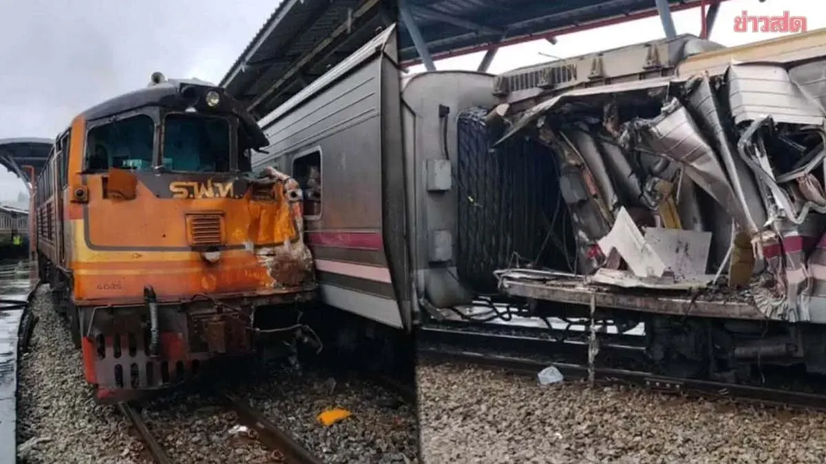 Diesel Locomotive Collides With Passenger Train at Bangkok Depot