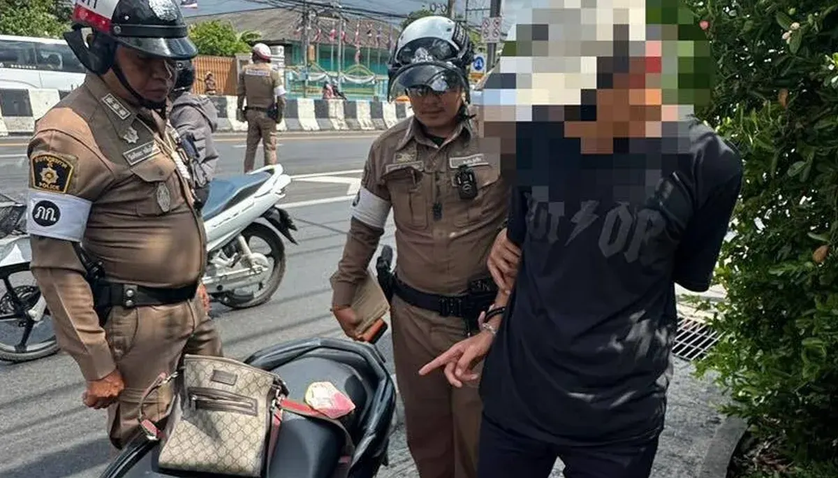 Young Motorbike Rider Arrested at Phuket Underpass Checkpoint with Drugs