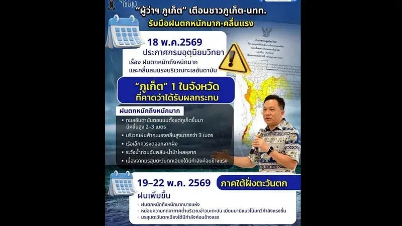 Phuket Governor extends weather warning