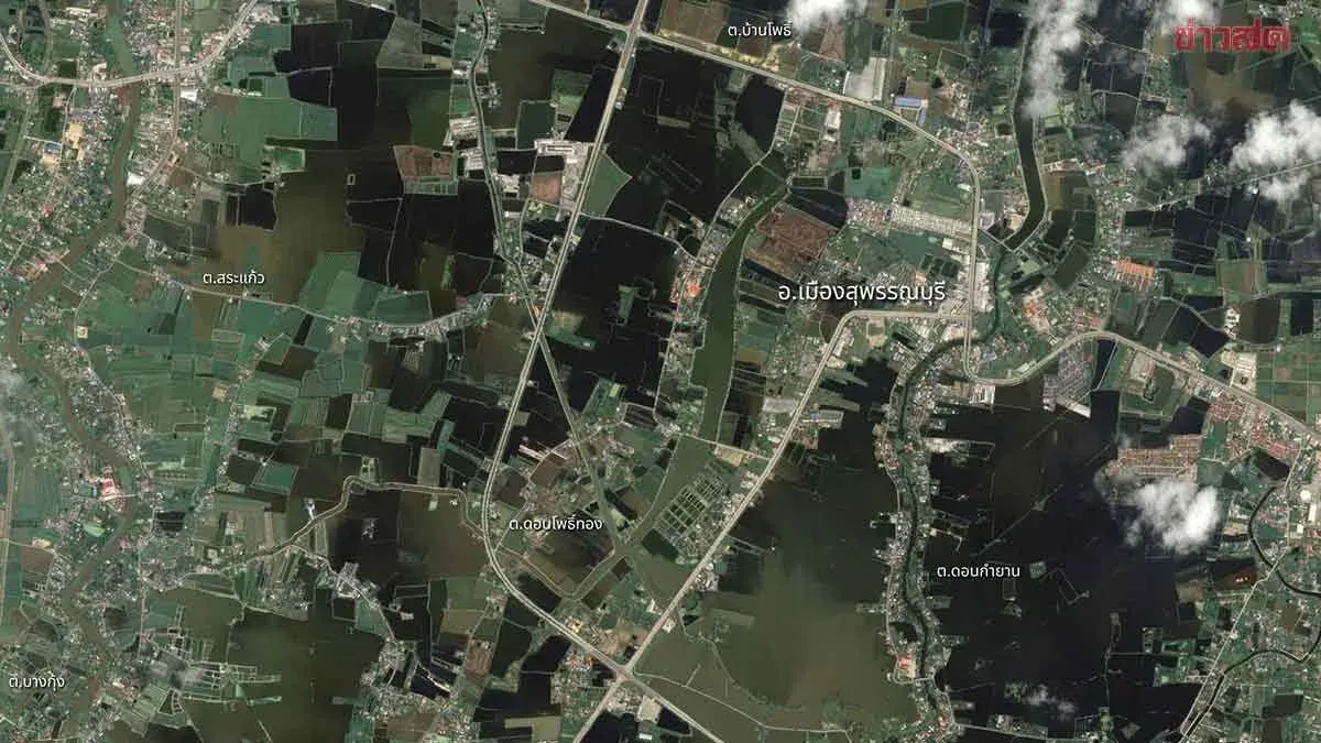 Satellite Images Reveal Severe Flooding Across Suphan Buri Farmland