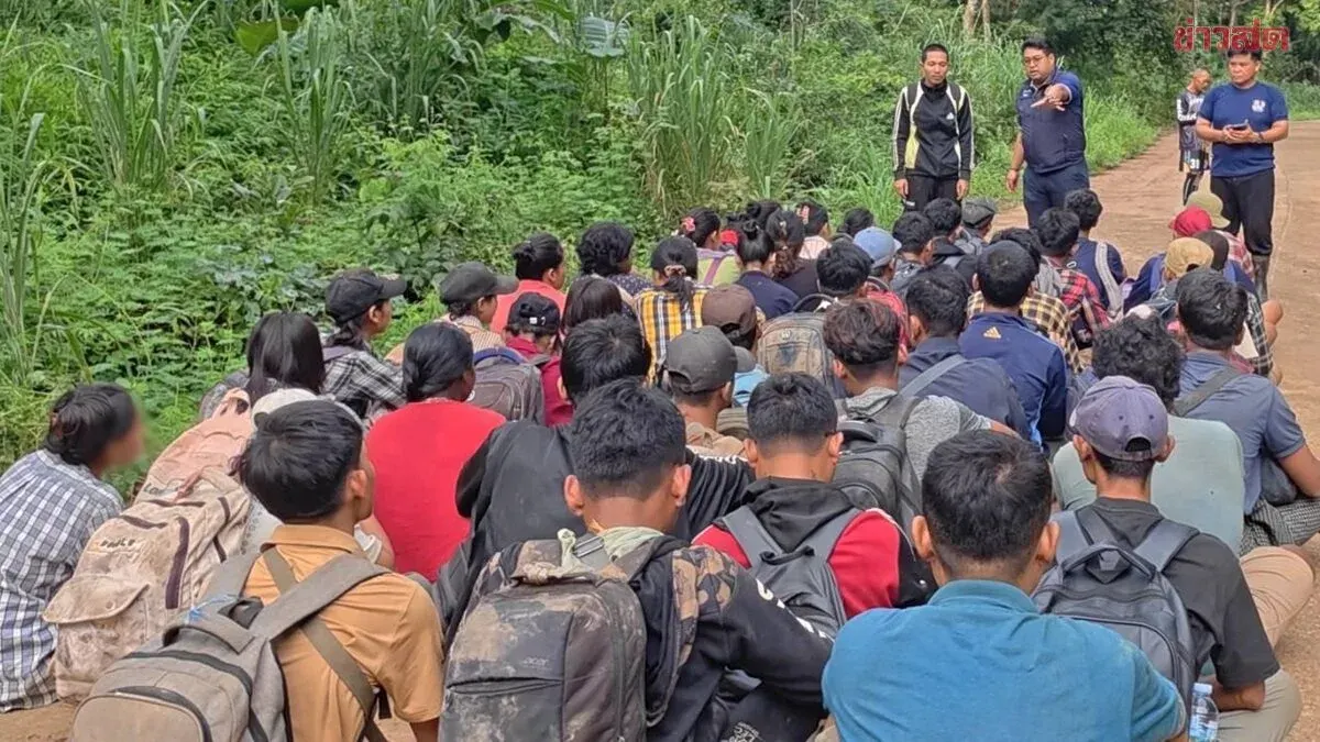 Authorities Arrest 45 Illegal Myanmar Workers in Kanchanaburi Forest