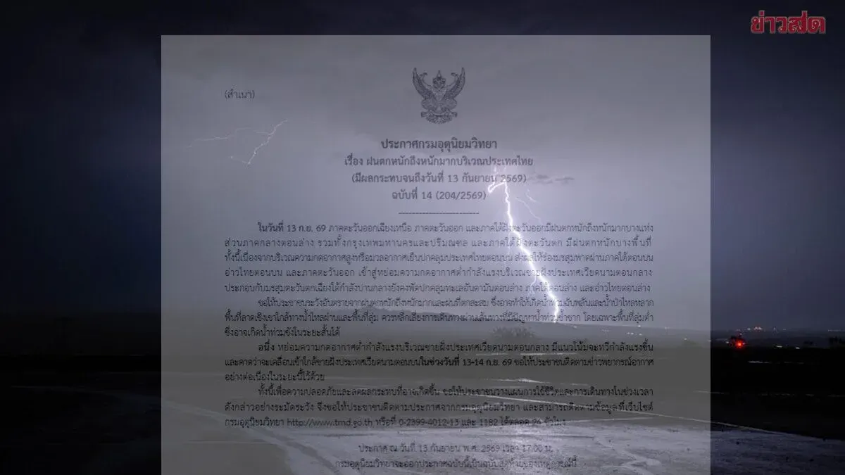 Heavy Rain Warning Extended Through Four Regions, Bangkok Flooded
