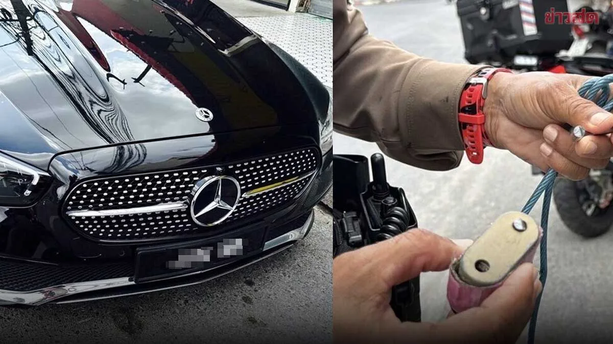 Testing Thai Police System! Malaysian Driver Parks Mercedes in No-Parking Zone, Snaps Wheel Lock in Rage and Flees