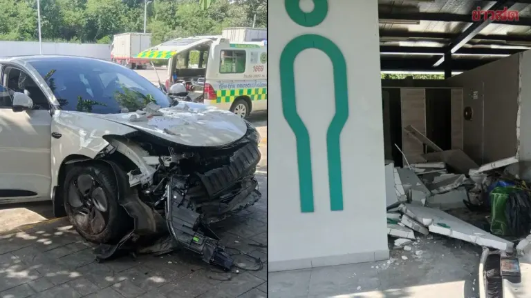 EV Crashes Into Gas Station Bathroom, Injuring 21-Year-Old
