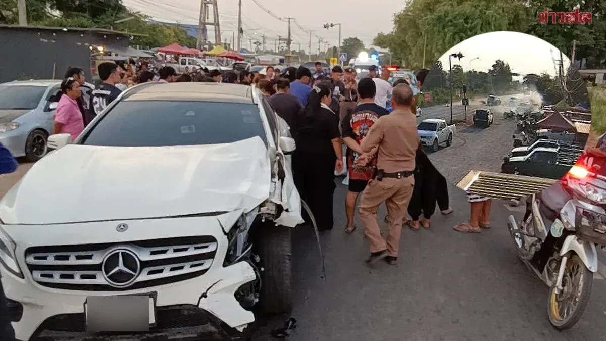 Tragic Footage: Mercedes Swerves to Avoid Sedan, Crashes into Motorcycle; Wife Killed, Husband Critically Injured