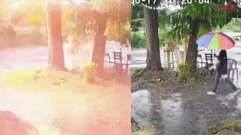 Chef Narrowly Escapes Lightning Strike Near Parked Car
