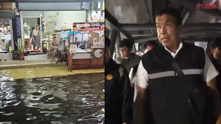 Bangkok Governor Oversees Drainage Efforts in Flooded Khong Chan Area