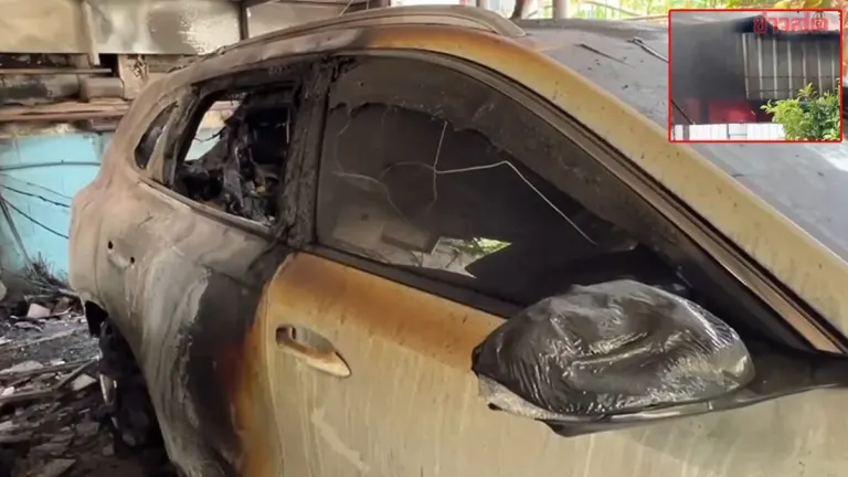 Electric Car Catches Fire While Charging at Nonthaburi Home