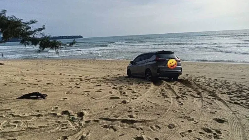 Tourists Fined For Driving Car Onto Phuket Beach