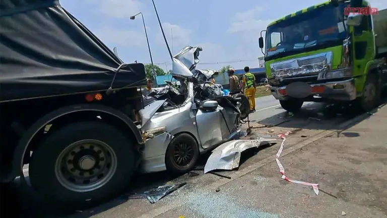 Tragic Intersection Collision: Stone Truck Claims Brakes Failed at Red Light, Crushes Sedan; 9-Year-Old Girl Dies, Mother and Relatives Critically Injured