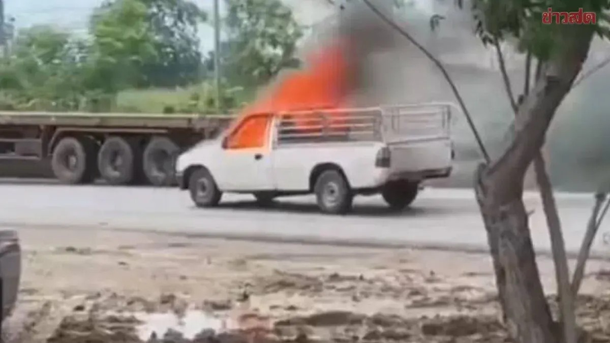 Pickup Truck Catches Fire; 60-Year-Old Driver Escapes With Burns