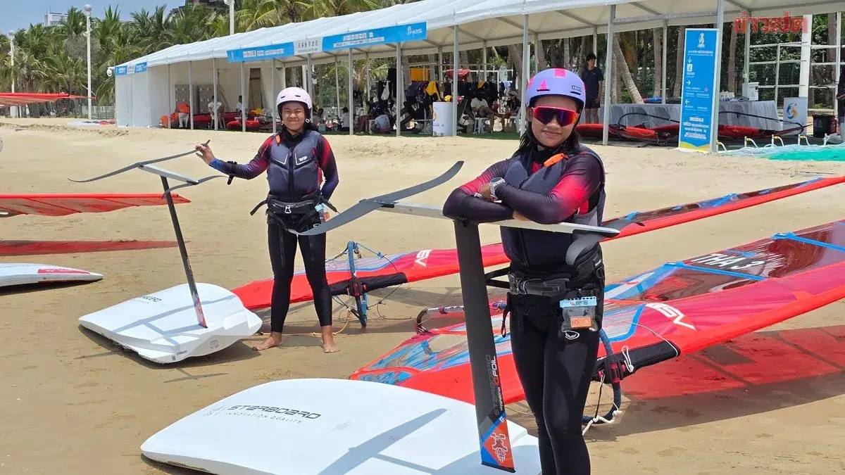 Thai Windsurfing Team Reaches Halfway Point at Asian Beach Games: Wachirwit Holds 3rd Place in iQFoil Men's U21