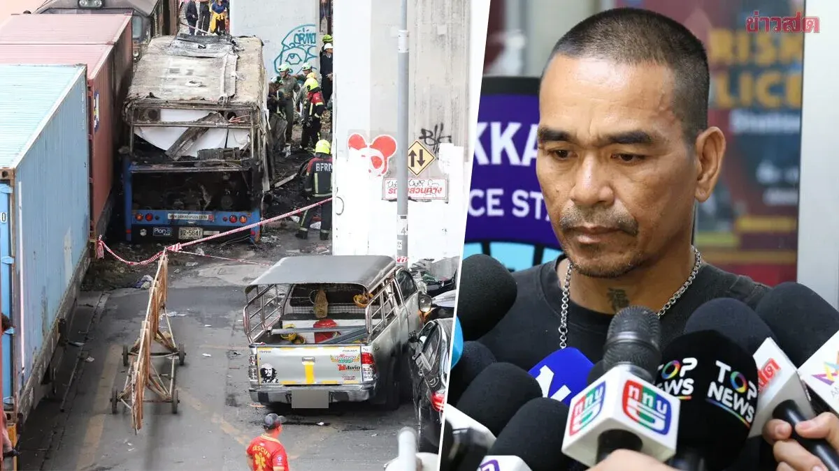 Construction worker pickup driver recounts harrowing moments parked beside bus hit by train, claims he didn't see the train coming and won't park near tracks again
