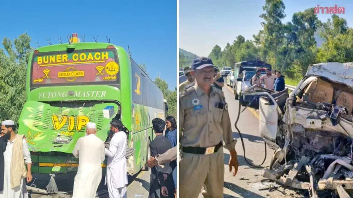 Out-of-Control Van Crashes Into Stranded Bus in Pakistan, Killing 17 People