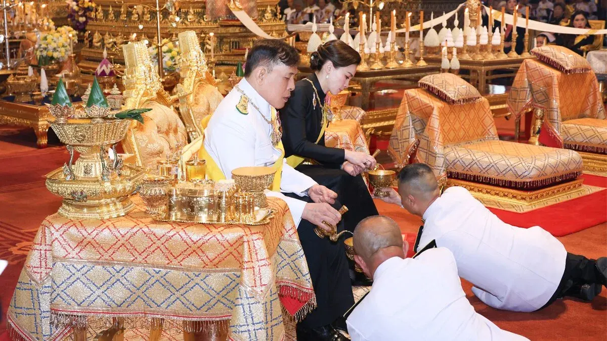 The King and Queen Perform Merit-Making Ceremonies During the Royal Umbrella Ceremony 2569