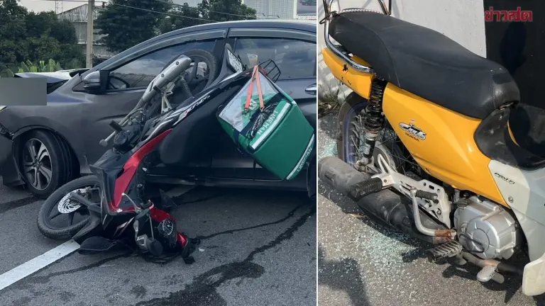 Motorcycle Chain Break Triggers Five-Vehicle Crash on Bangkok Bridge