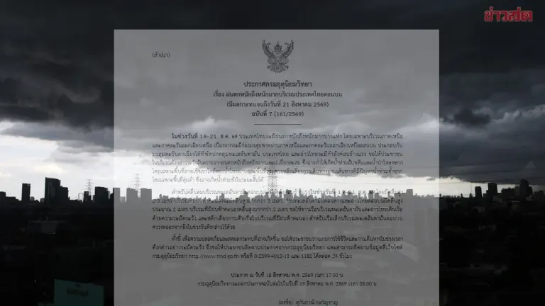 Meteorological Department Issues Severe Rain Warning Across Thailand