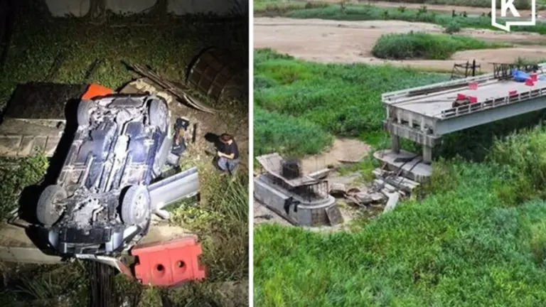 Family Injured as SUV Falls From Closed Kamphaeng Phet Bridge