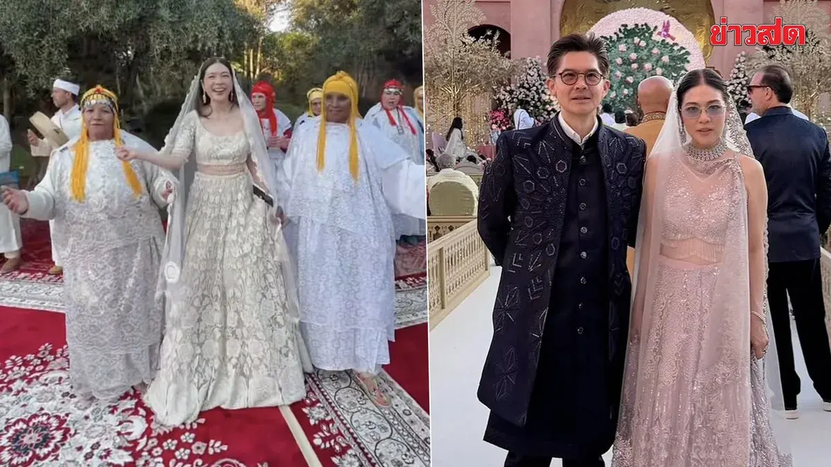 Thai celebrities Nap Narongdej and wife Dao Poruthai dazzle at lavish Indian billionaire wedding