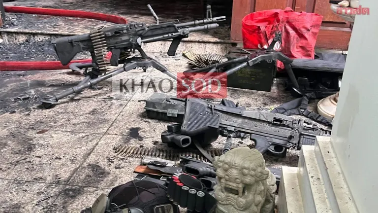 Man Sets House Fire, Guns Found; One Dead in Bangkok