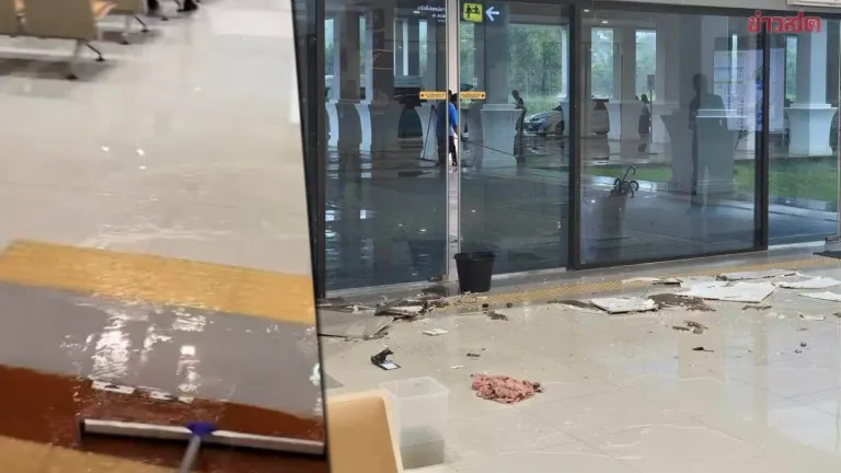 Transport Minister Orders Urgent Repairs at Trang Airport After Roof Leaks and Ceiling Collapse During Heavy Rain