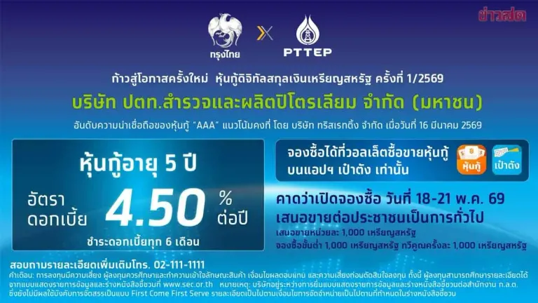 Krung Thai Bank Opens Digital USD Bond Investment Through Pao Tang App
