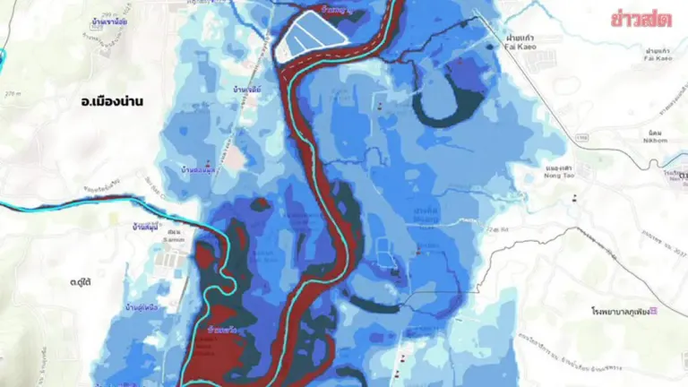 Flood Simulation Maps Nan City as Water Levels Rise