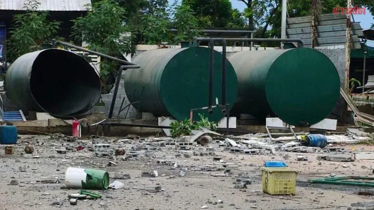 Old Fuel Tank Explodes During Demolition in Ubon Ratchathani