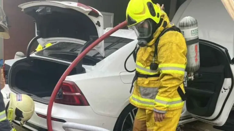 Luxury Hybrid Car Catches Fire During Overnight Charging