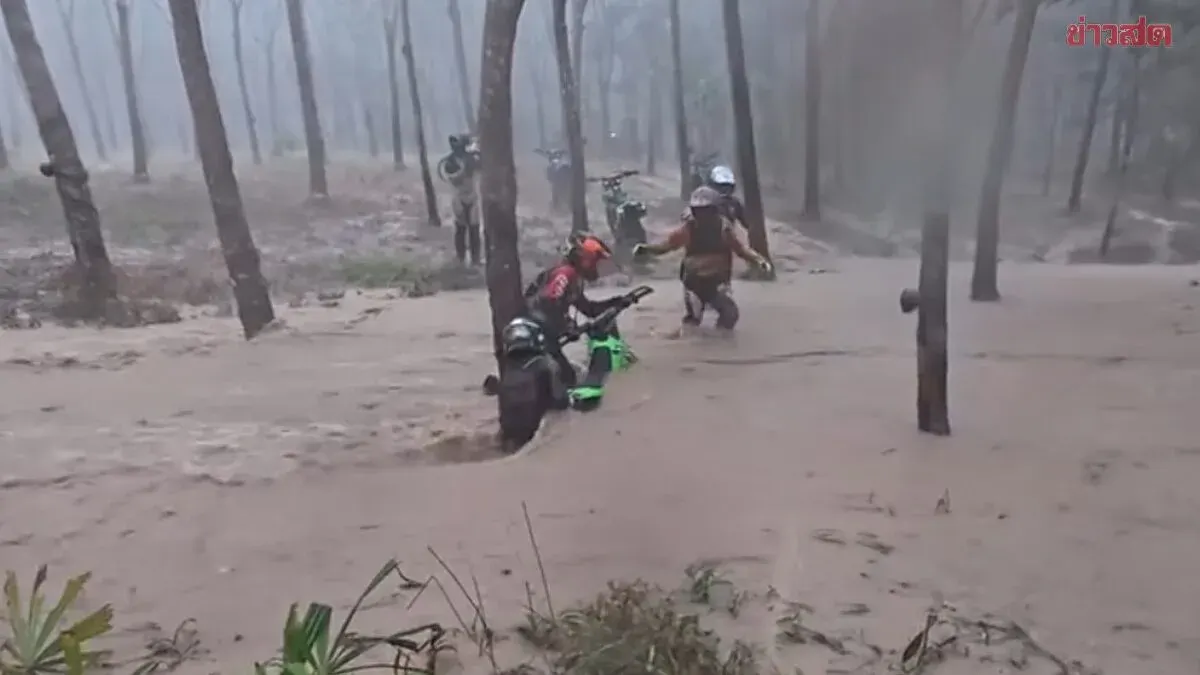 Enduro Rider Nearly Swept Away in Sudden Flood