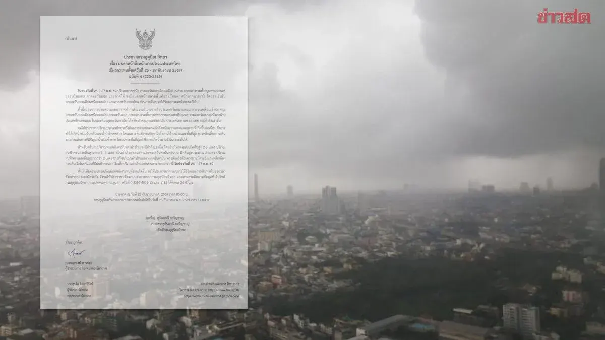 Thailand Braces for Heavy Rain, Flash Floods Through September 27